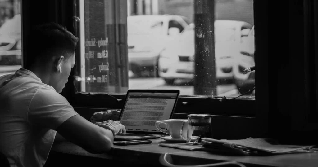 man working on laptop