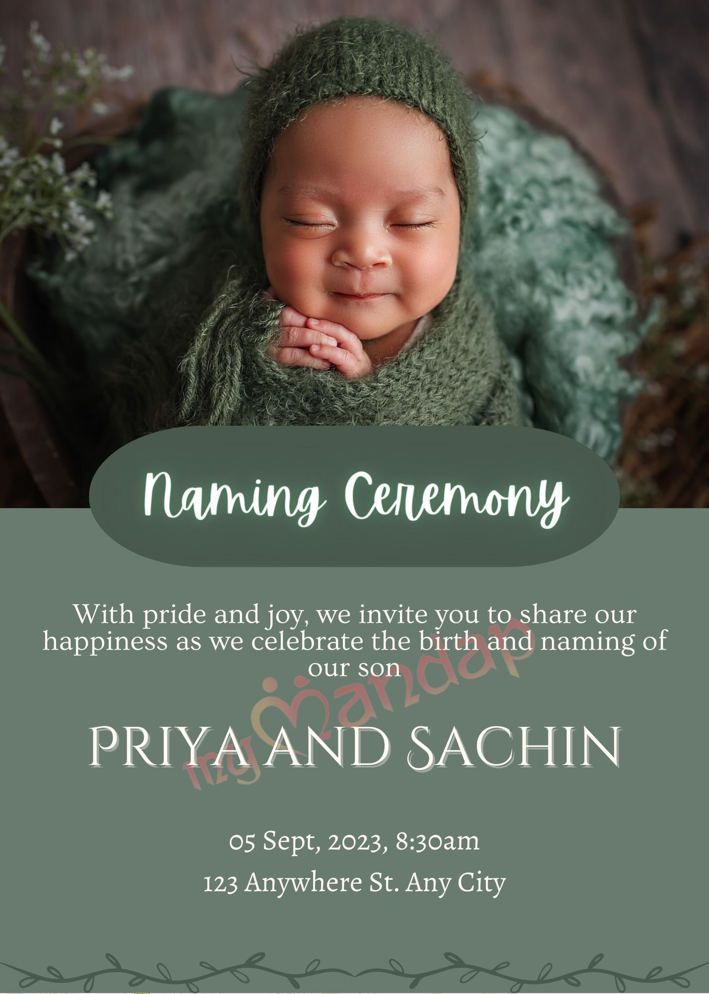 Naming Ceremony Invite card