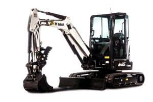 Black earth-moving equipment rental mini excavator