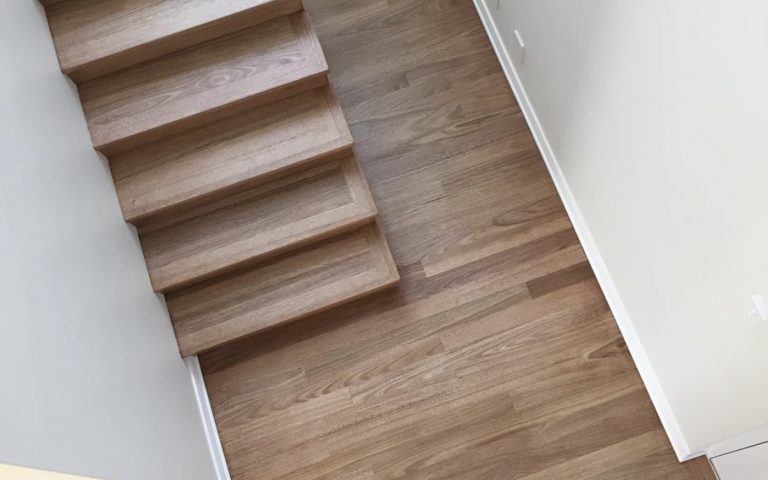 Sensational blackbutt timber floors stained to a light walnut.