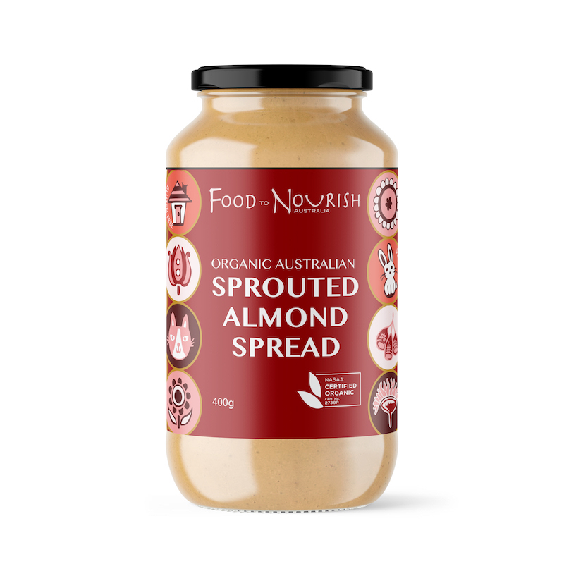 food to nourish sprouted almond spread organic 400g