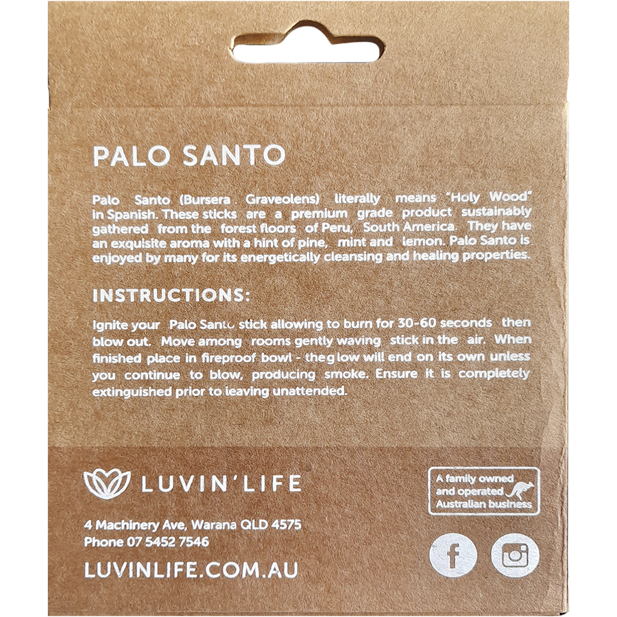 luvin life palo santo thin sticks 100g