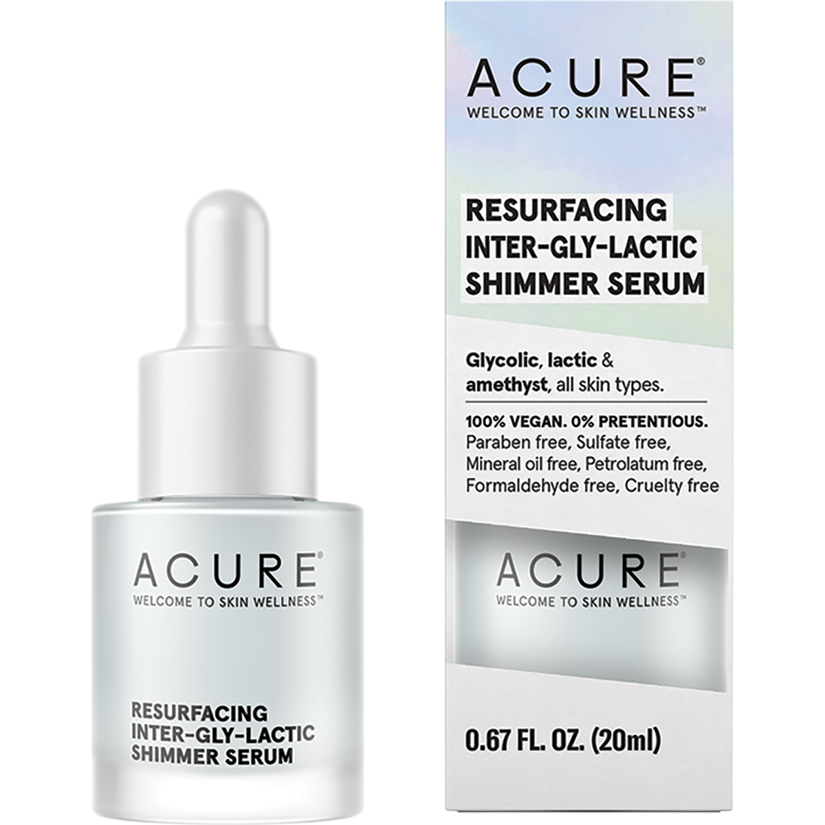 acure resurfacing inter gly lactic shimmer serum 20ml