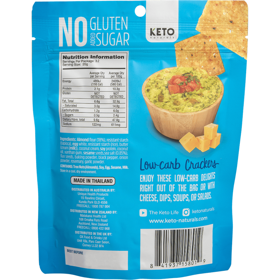 keto naturals almond flour crackers sea salt 64g