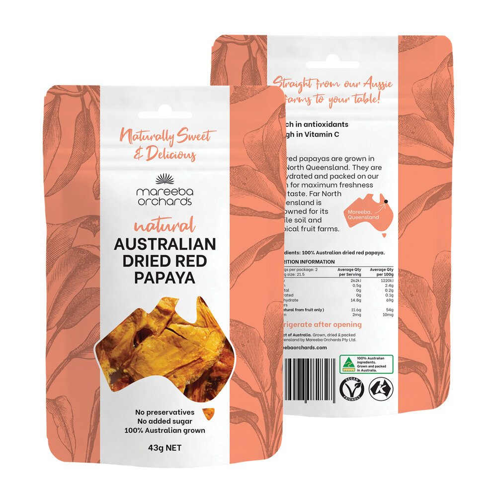 mareeba orchards australian dried red papaya 43g