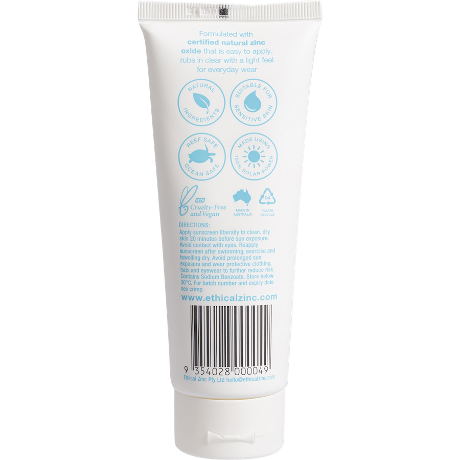 ethical zinc daily wear light sunscreen spf 50+ 100g