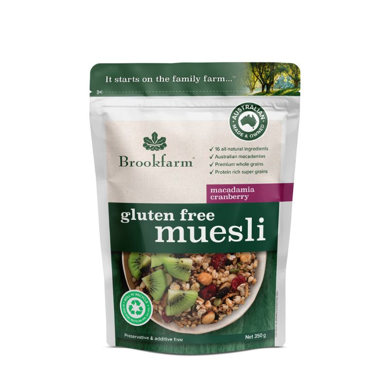 brookfarm gf muesli cranberry macadamia 350g