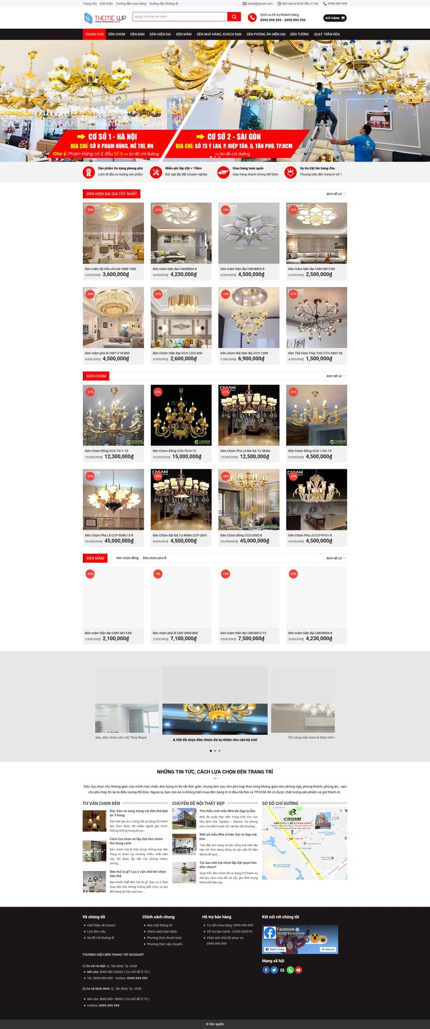 Theme wordpress bán đèn chùm đẹp