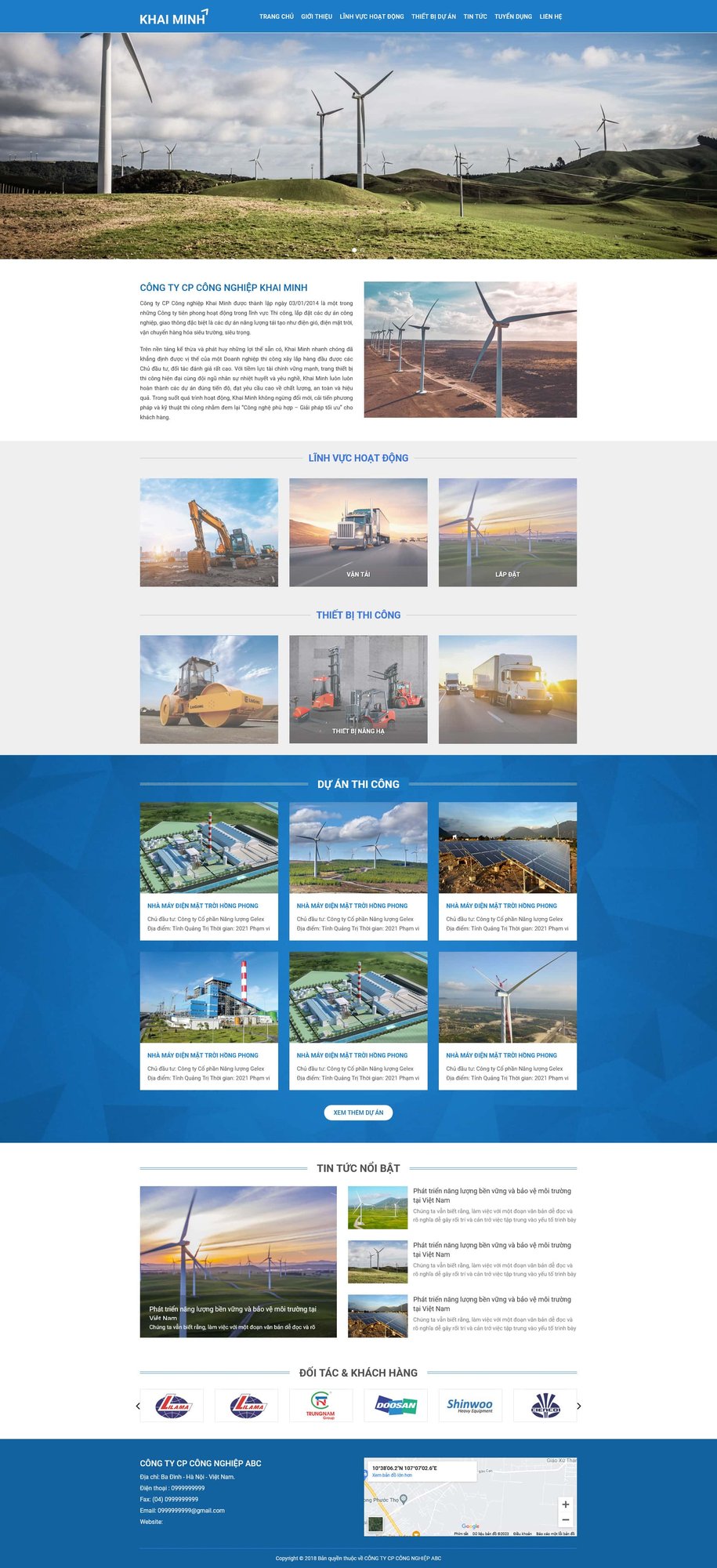 Theme wordpress giới thiệu công ty xây dựng điện gió