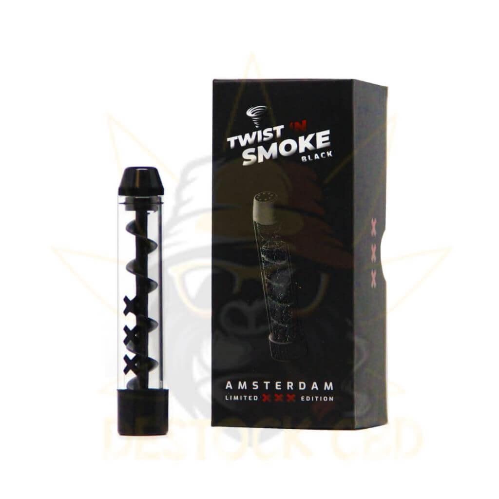 Twist ‘n Smoke Twisted Blunt en Verre Noir Amsterdam Édition Spéciale - Destock CBD