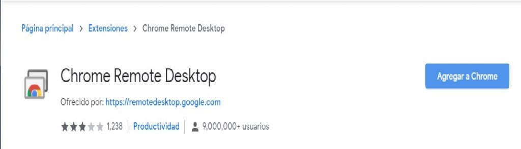 Extensión de Chrome para Escritorio Remoto