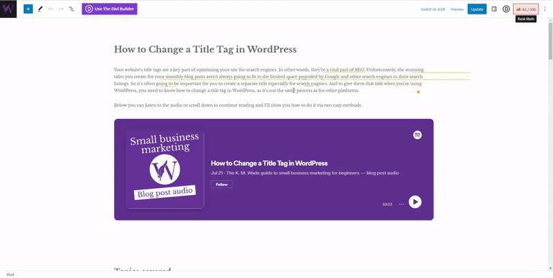 How to Change a Title Tag in WordPress 5 How to change your title tags in WordPress - Rank Math.