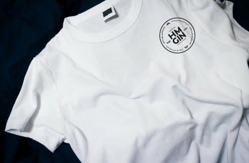 White HM Gin T-Shirt - Up Close