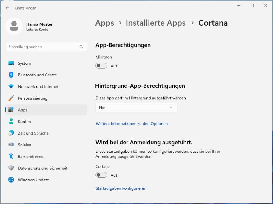 Bild 4: «Cortana» lässt sich via Einstellungen deaktivieren img-5