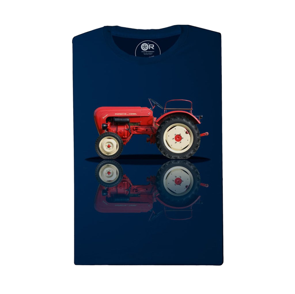 Vintage tractor graphic on navy t-shirt