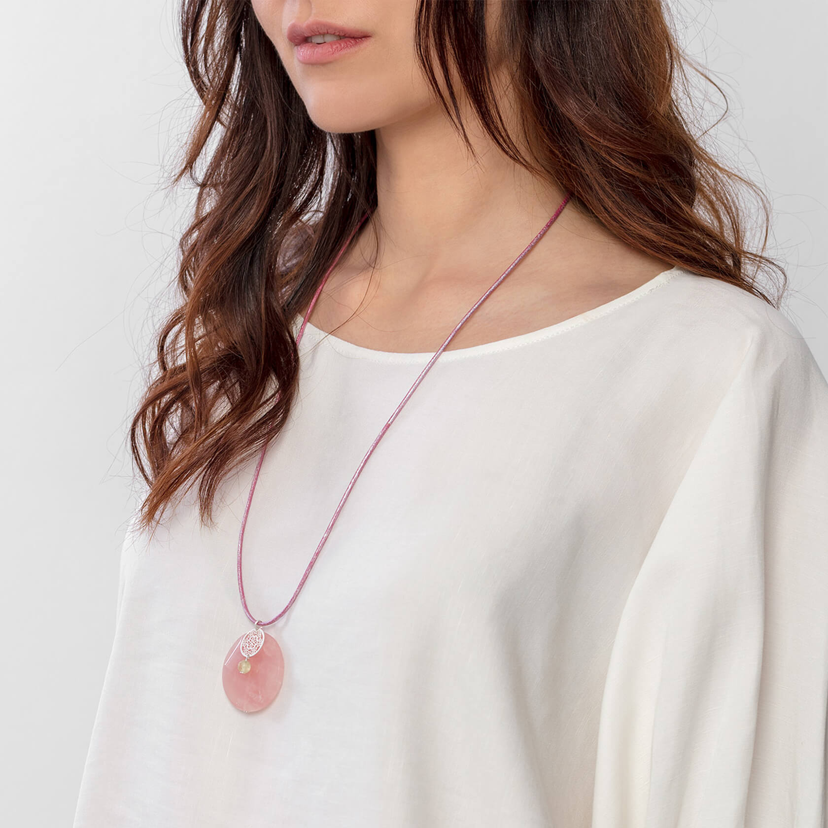 Sakura rose quartz pendant