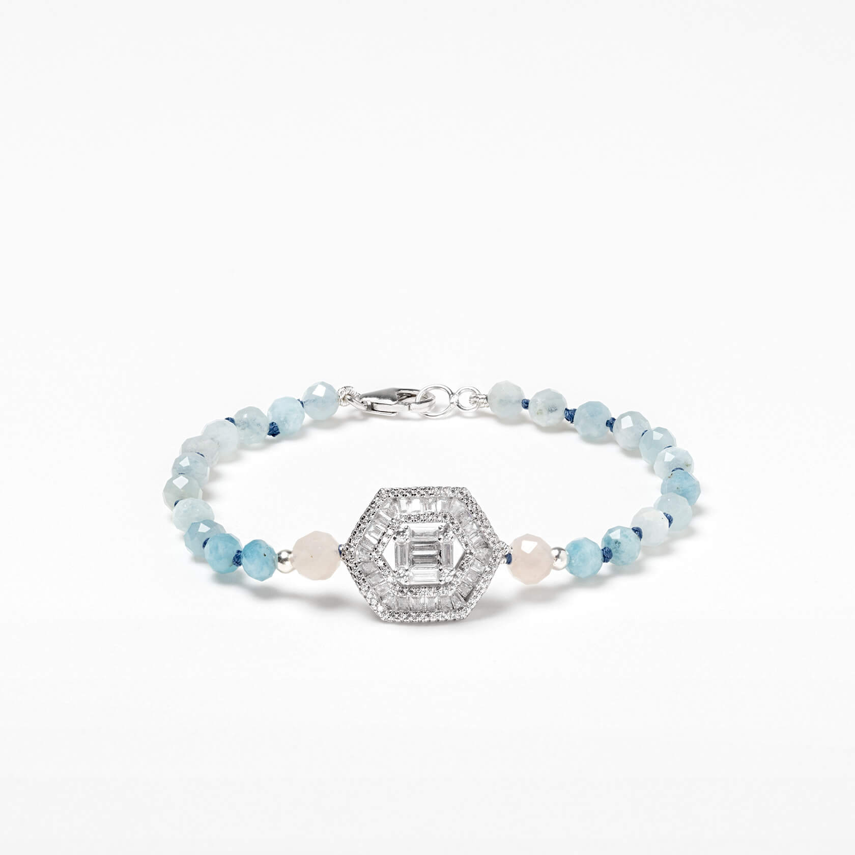 pulsera aguamarina nube hexagono