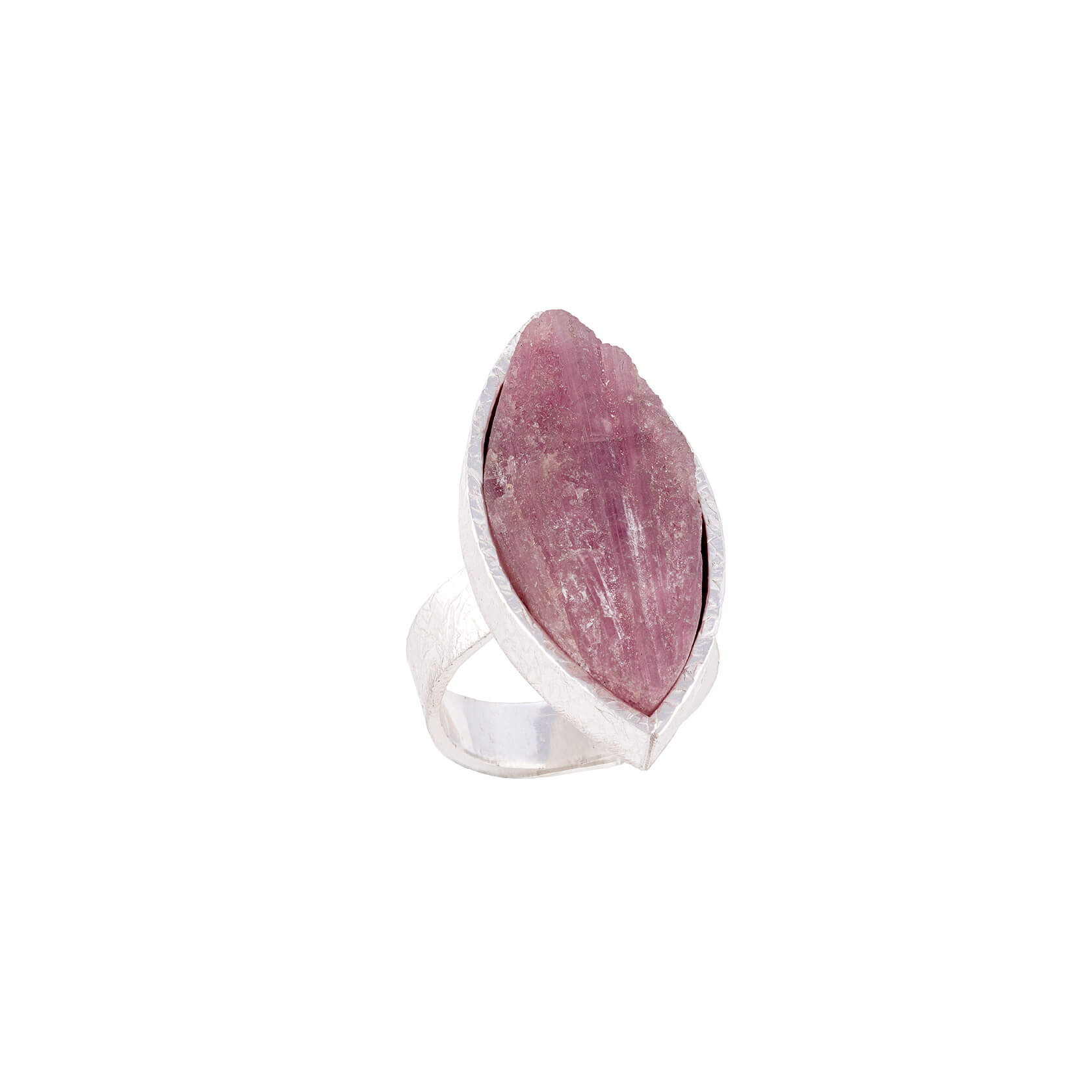 Anillo de turmalina rosa en plata