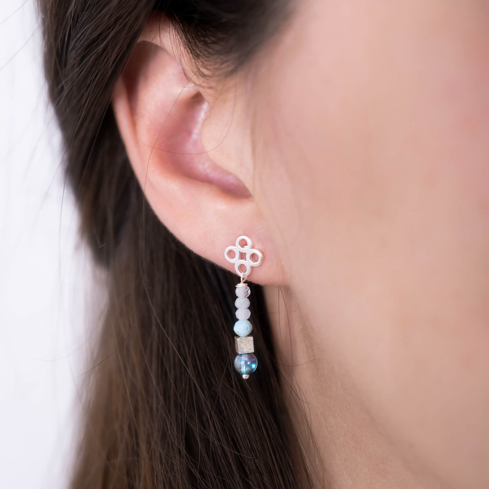 Pendientes de aguamarina, larimar y aqua aura - Imagen 2