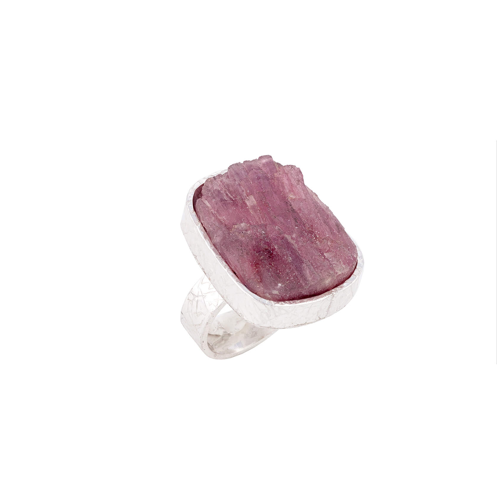 anillo de turmalina rosa rectangular