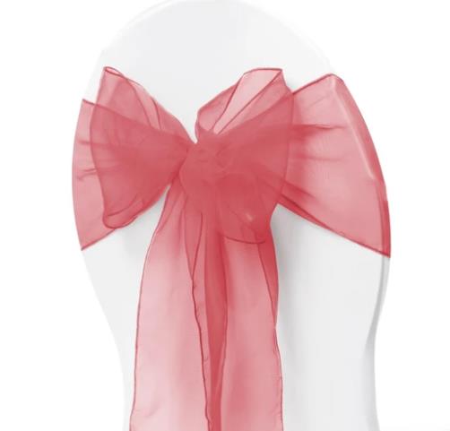 Organza Chair Sash - Coral