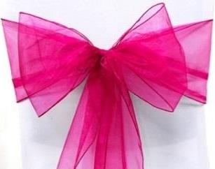 Organza Chair Sash - Hot Pink