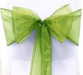 Organza Chair Sash - Olive Green