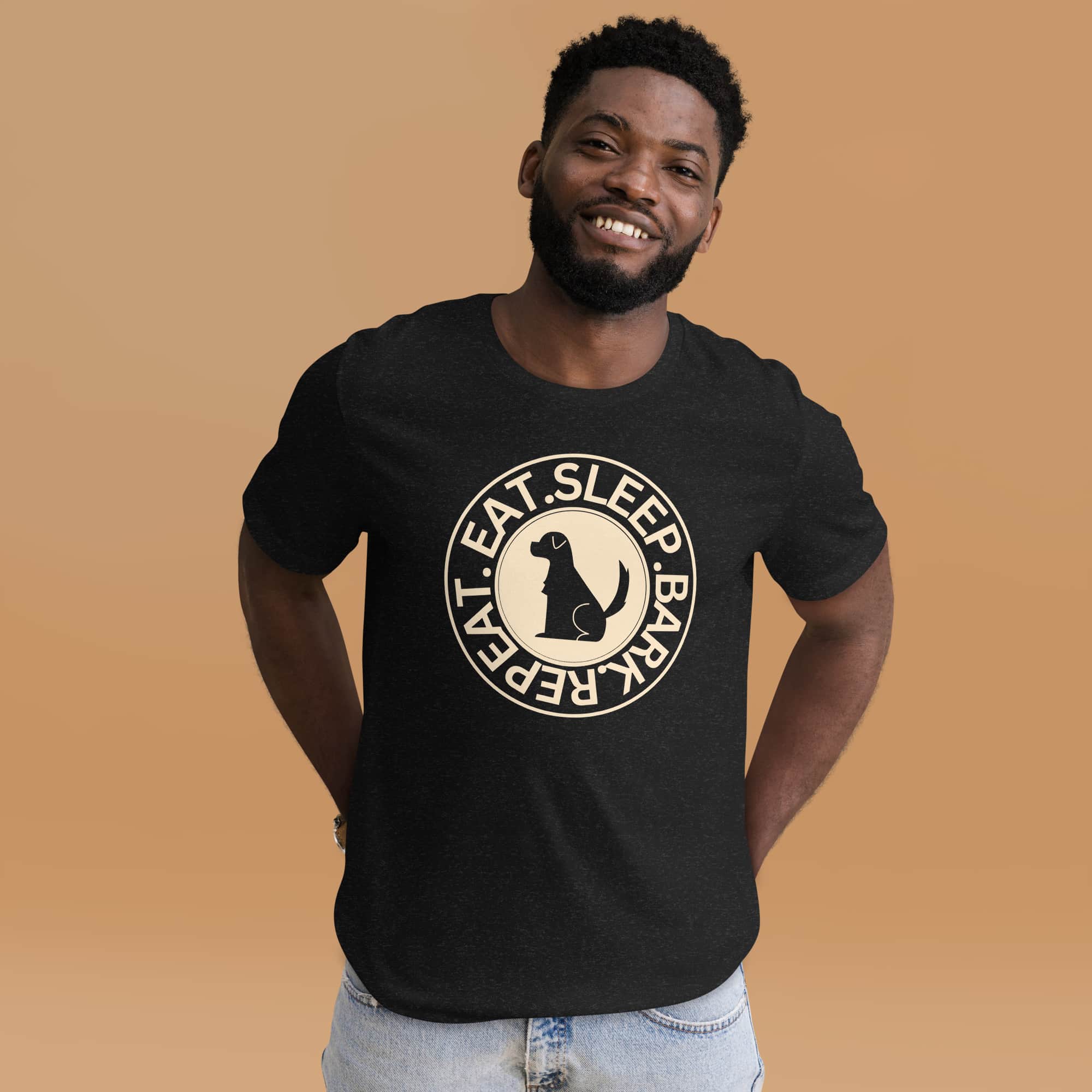 Eat Sleep Bark Repeat Ansylvanian Hound Unisex T-Shirt. Black Heather, Male