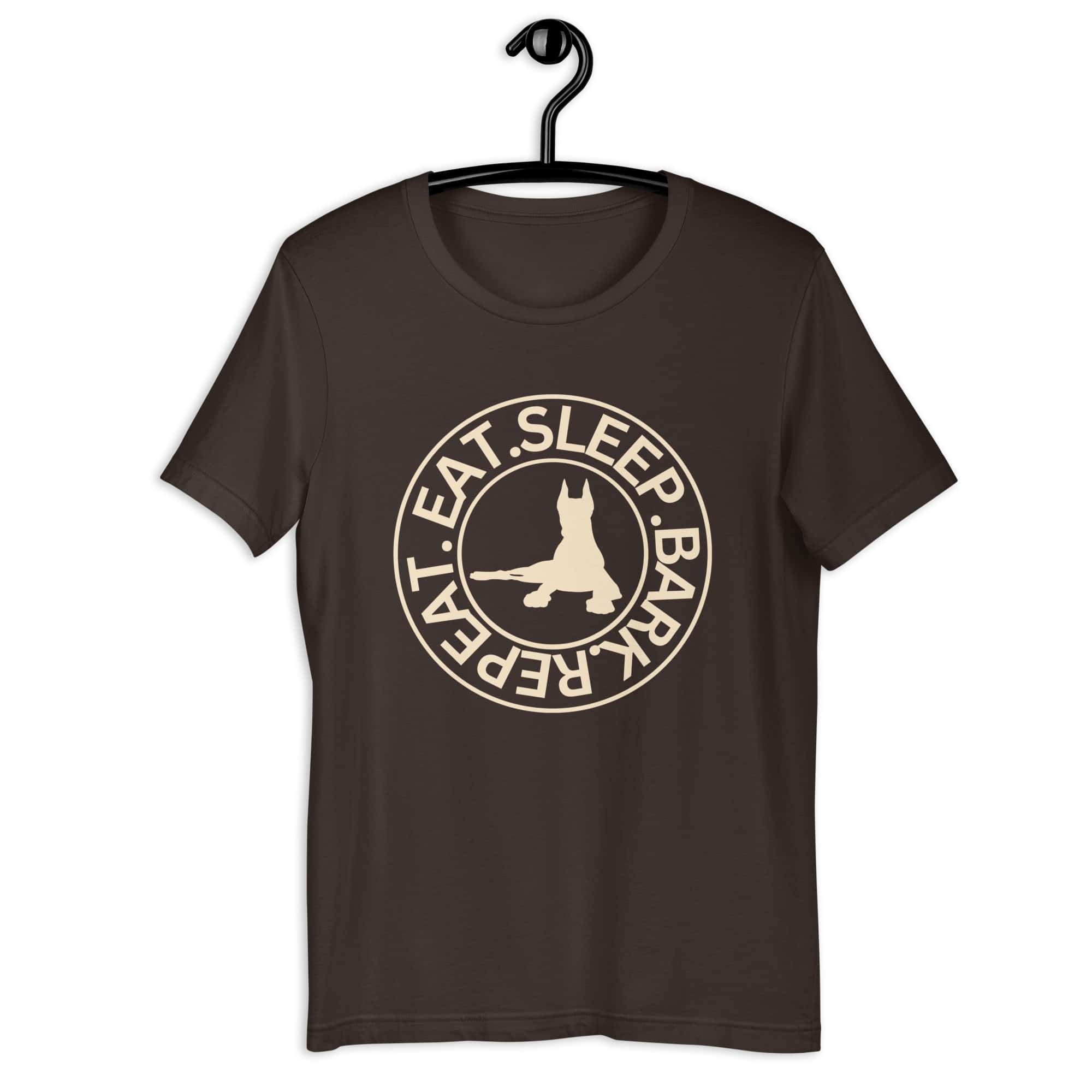 Eat Sleep Bark Repeat Toy Manchester Terrier Unisex T-Shirt. Brown