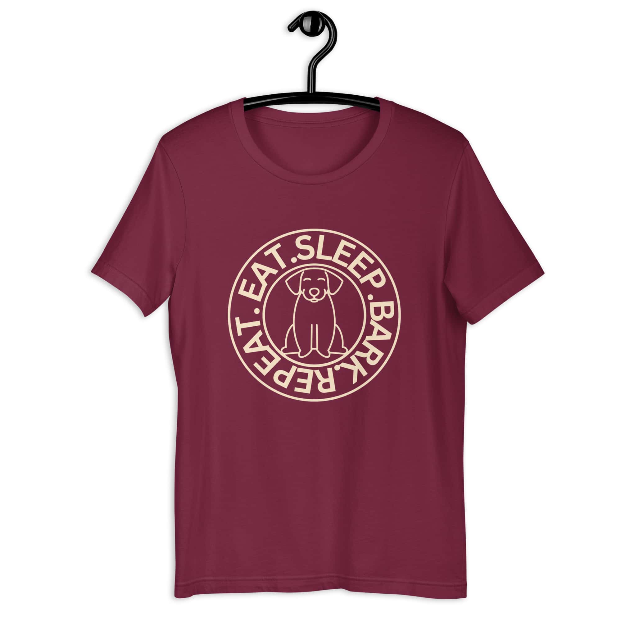 Eat Sleep Bark Repeat Ransylvanian Hound (Erdélyi Kopó) Unisex T-Shirt. Maroon