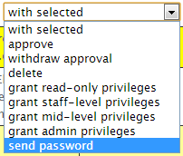 Staff Account List menu options