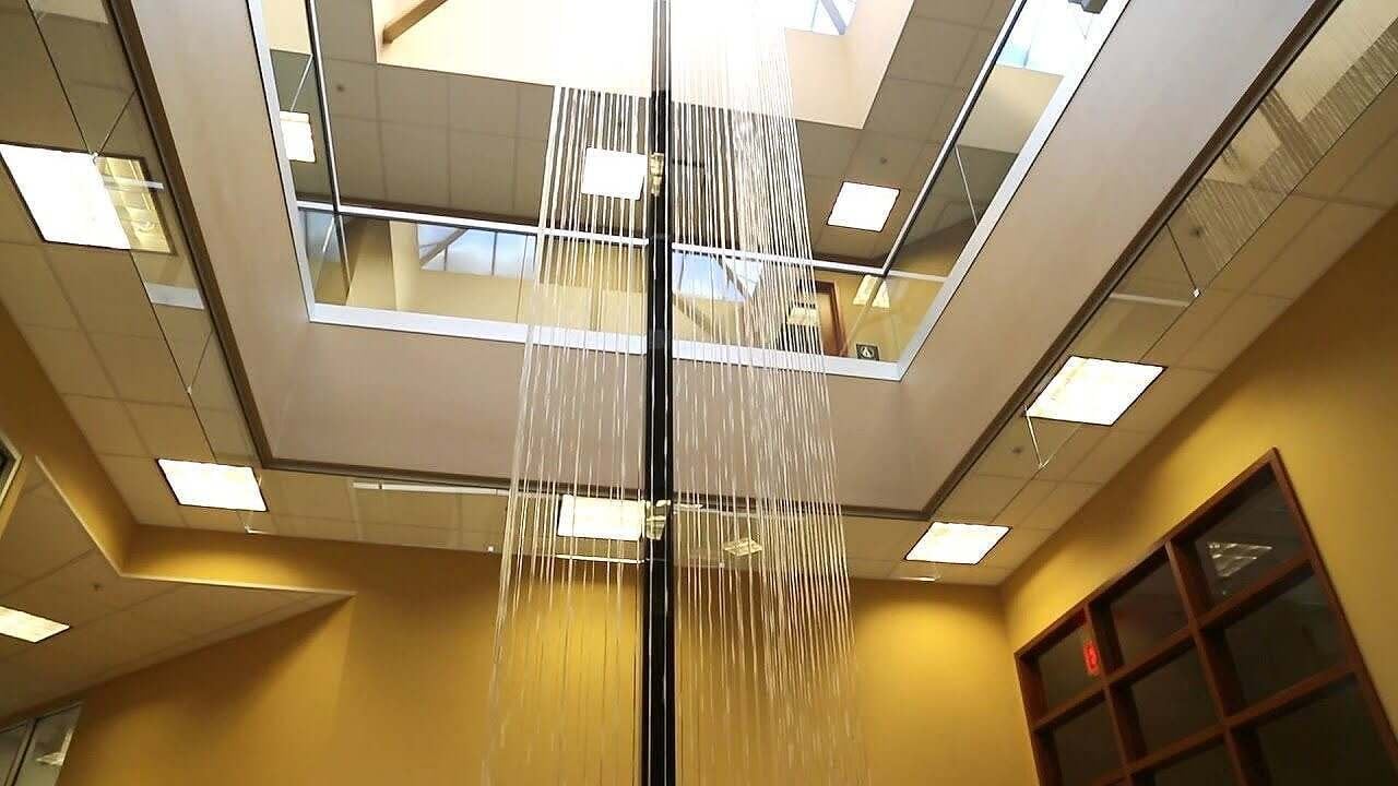 VIDEO CUSTOM RAIN CURTAIN WATERFALL-INDOOR LOBBY WATER FEATURE