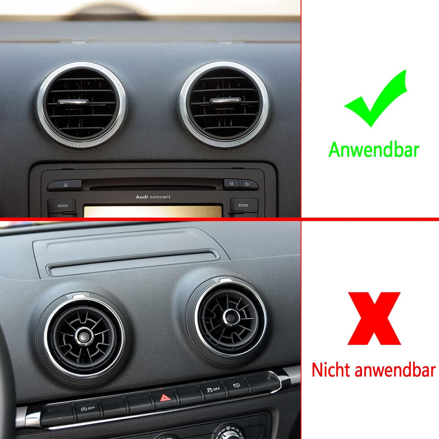 cookiss support de téléphone magnétique pour voiture compatible avec audi a3 8p et audi s3 8p, adapté aux smartphones et gps avec support de téléphone de voiture à vision réglable à 360 degrés (argent)