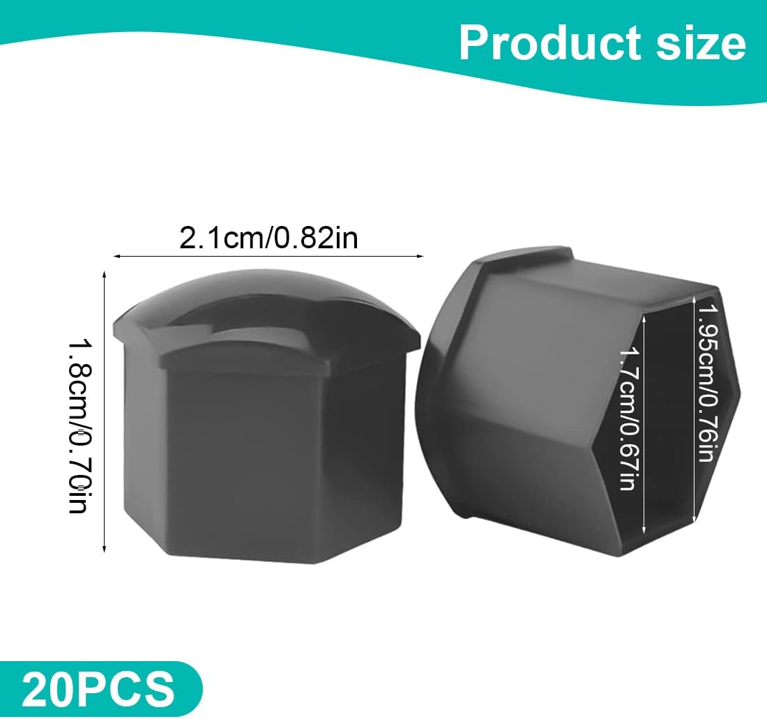 tomedeks cache écrou, cache écrou 17 mm, cache écrous en plastique, 20 pièces, durable, avec outil de retrait, pour audi a3/a4/a5, protège les boulons de roue, donne une apparence soignée