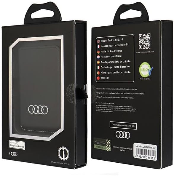 audi portefeuille en cuir synthétique avec fente pour cartes noir au msch q3/d1 bk, noir, moderne, minimaliste