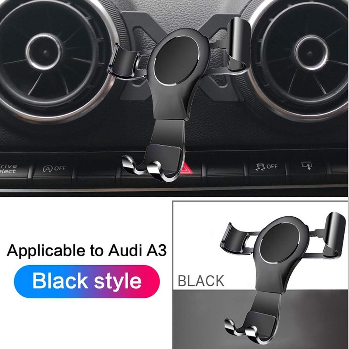 newth support de téléphone pour audi a3 8v, rotation à 360° verrouillage automatique stable sans secousse support de téléphone portable en alliage d'aluminium pour audi a3/s3 2014 2019