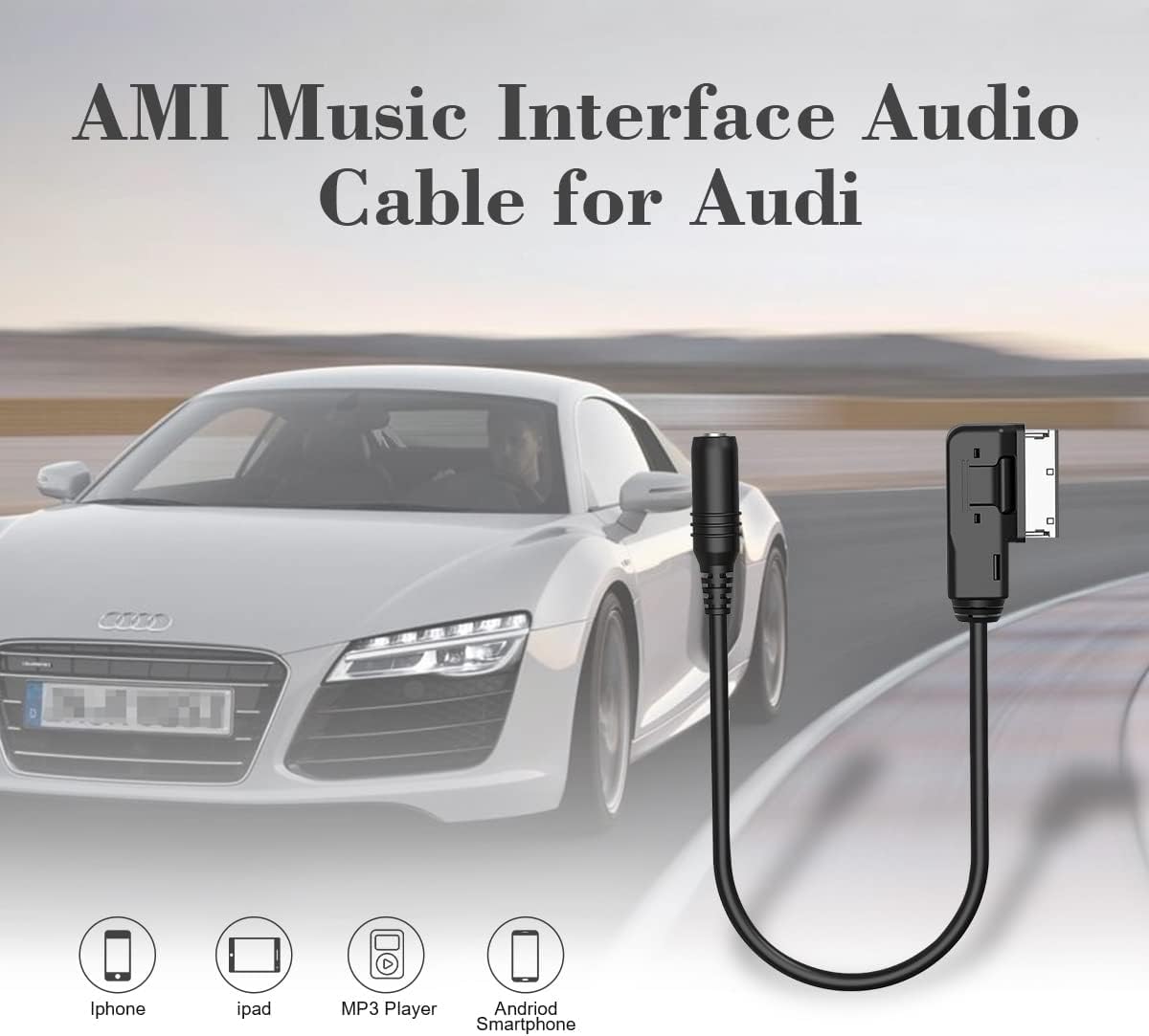 chelink adaptateur de câble d'interface musicale ami vers femelle 3,5 mm pour audi, cordon jack stéréo pour téléphones, écouteurs, haut parleurs, tablettes, lecteurs mp3 et autres