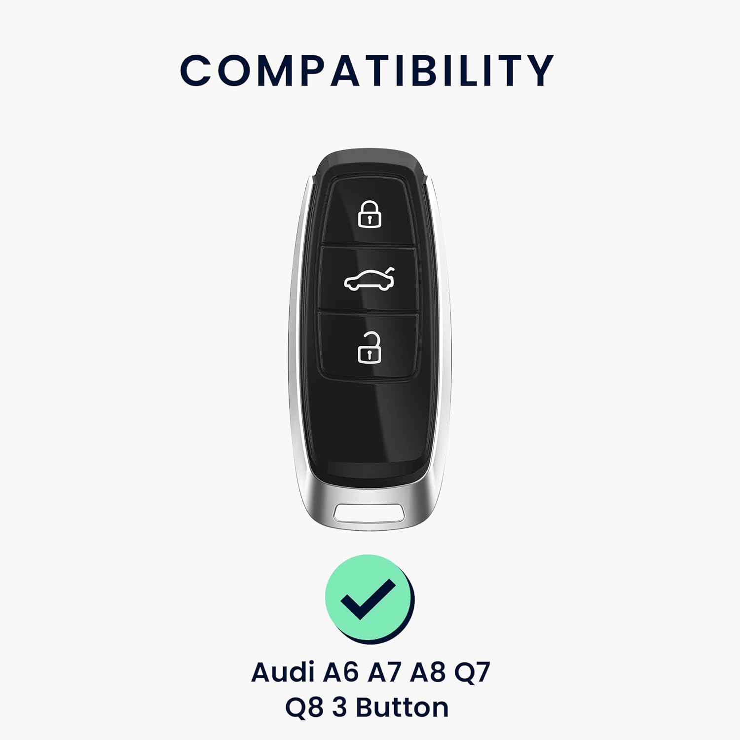 kwmobile accessoire clé de voiture compatible avec audi a6 a7 a8 q7 q8 keyless 3 boutons coque de protection étui en plastique souple avec intérieur en silicone noir