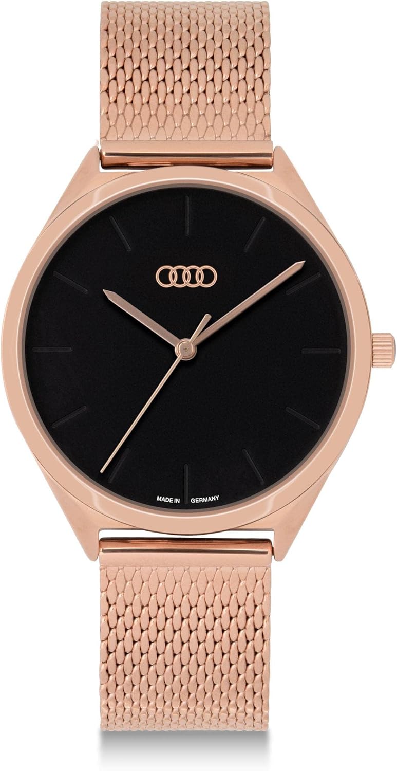 audi collection montre bracelet pour femme, or rose/noir 3102200400