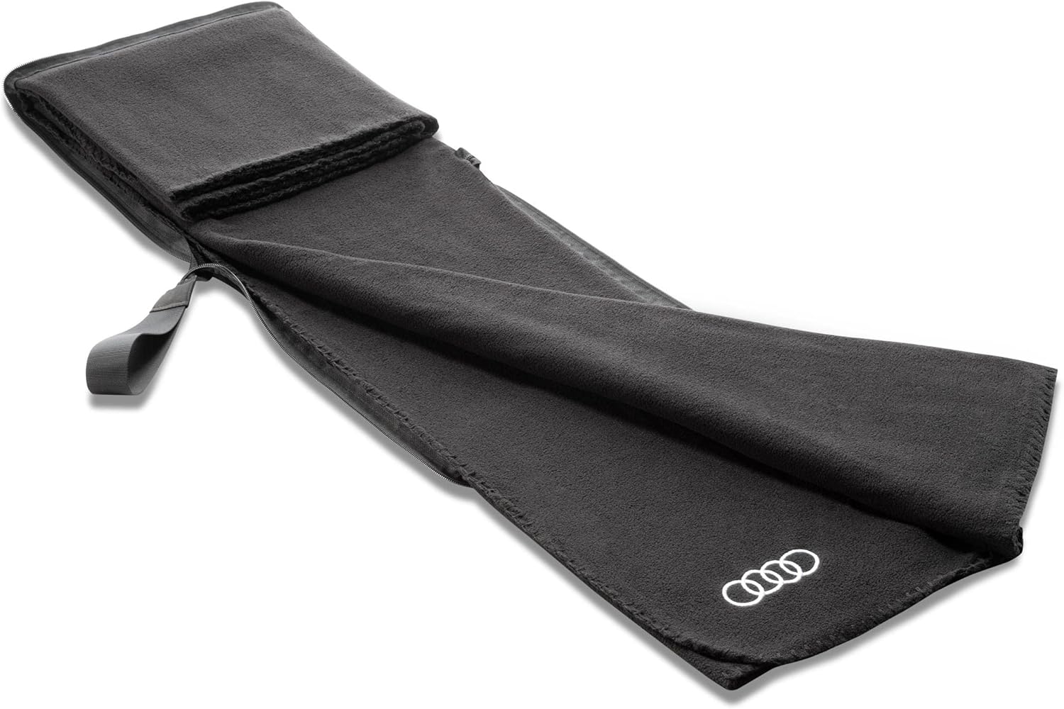 audi 3292200300 couverture polaire 2 en 1 coussin pliable noir avec anneaux logo audi