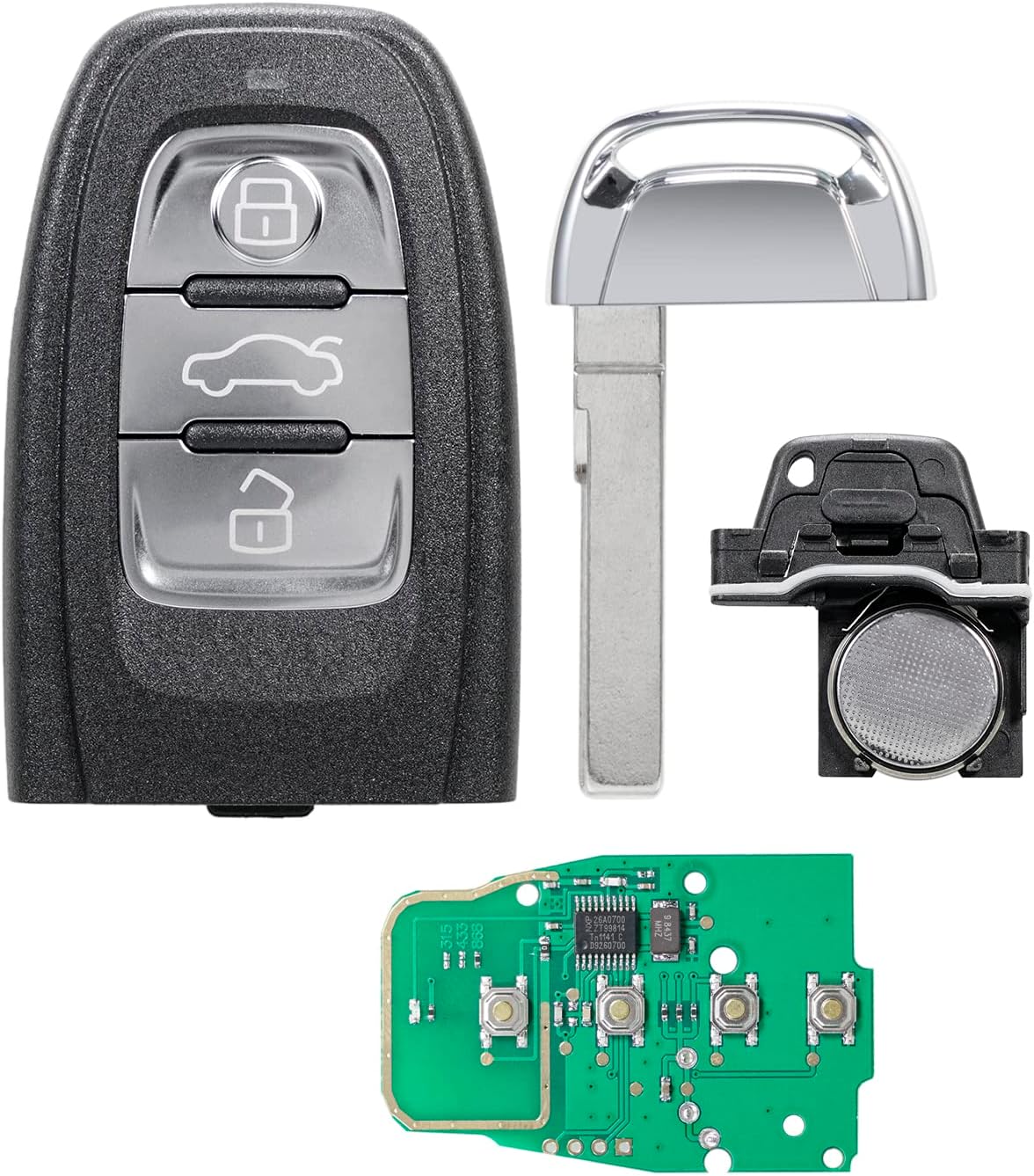 clé de voiture à 3 boutons, 868 mhz, pour audi a4 a5 a6 a7 q5 q7 q8 rs sq, coque avec batterie