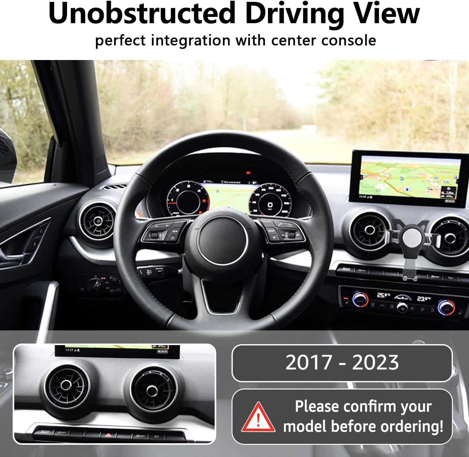 ayada support de téléphone pour audi q2, support de téléphone portable, design amélioré, verrouillage automatique, stable, facile à installer, suv 2017, 2018, 2019, 2020