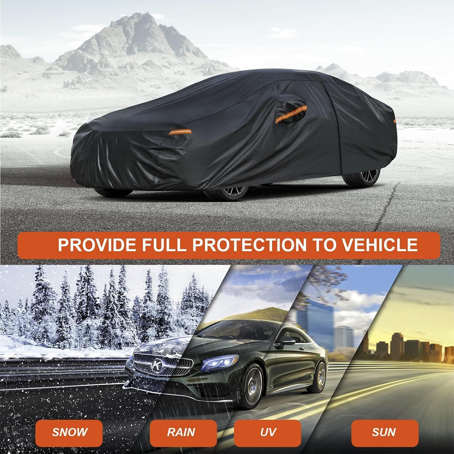 kayme housse de protection imperméable et respirante compatible avec audi a1 (2012 2024), 7 couches de protection extérieure pour voiture, contre la pluie, le soleil, la poussière avec fermeture éclair.