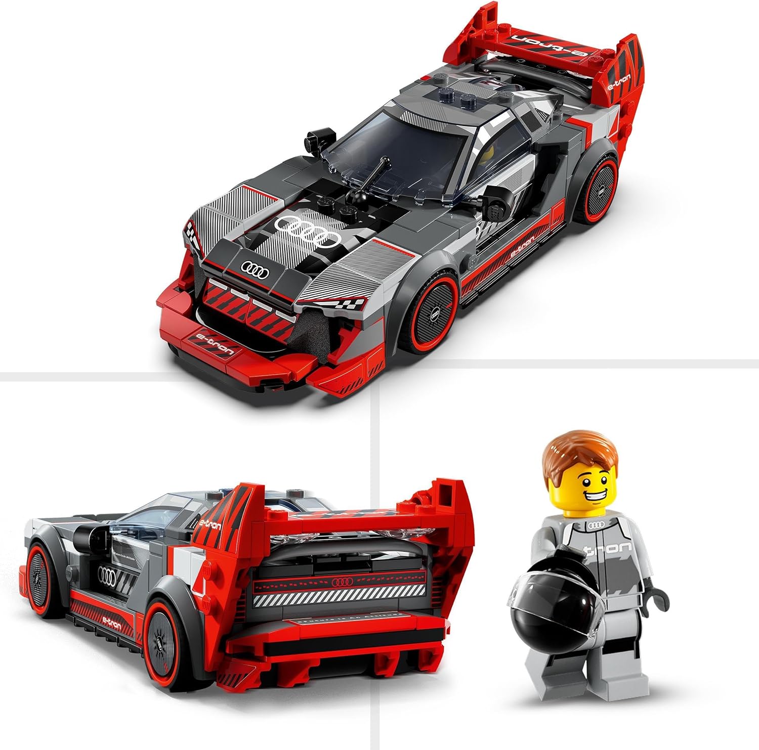 lego speed ​​​​champions audi s1 ​​​​e tron quattro voiture de course jouet véhicule, ensemble de construction pour enfants, idée cadeau pour garçons et filles à partir de 9 ans, jeu indépendant, décoration de chambre 76921