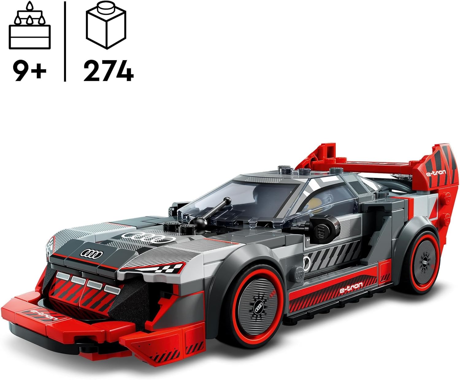 lego speed ​​​​champions audi s1 ​​​​e tron quattro voiture de course jouet véhicule, ensemble de construction pour enfants, idée cadeau pour garçons et filles à partir de 9 ans, jeu indépendant, décoration de chambre 76921