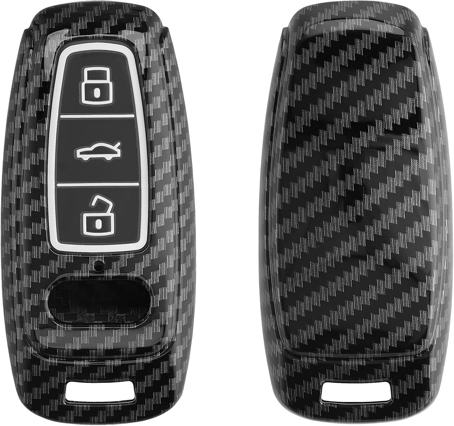 kwmobile accessoire clé de voiture compatible avec audi a6 a7 a8 q7 q8 keyless 3 boutons coque de protection étui en plastique souple avec intérieur en silicone noir