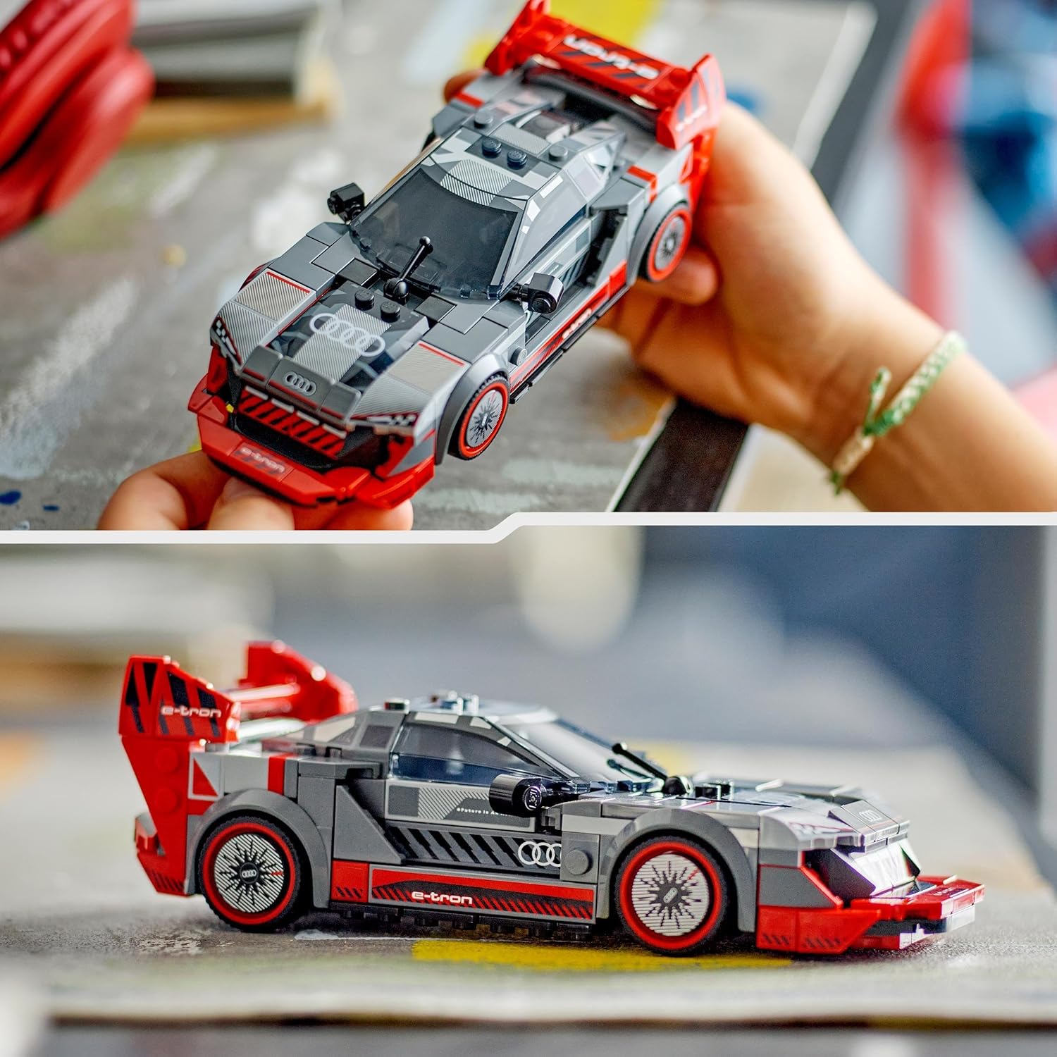 lego speed ​​​​champions audi s1 ​​​​e tron quattro voiture de course jouet véhicule, ensemble de construction pour enfants, idée cadeau pour garçons et filles à partir de 9 ans, jeu indépendant, décoration de chambre 76921