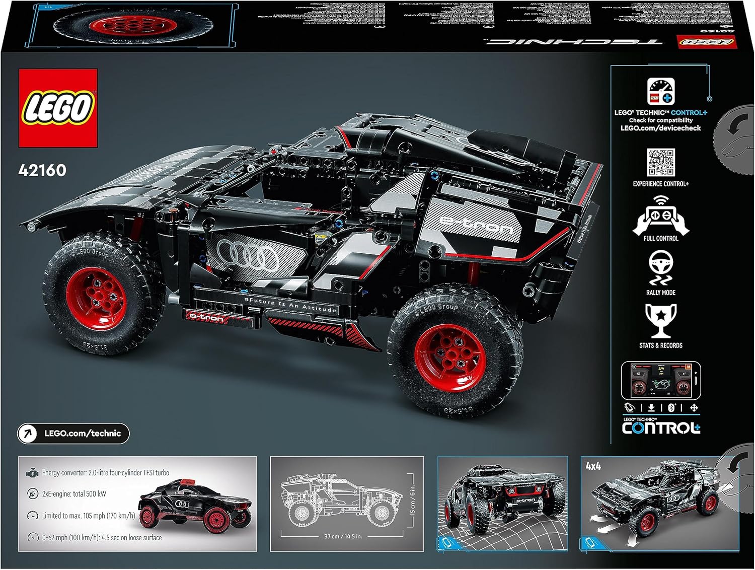 lego technic audi rs q e tron voiture de rallye télécommandée modèle à construire tout terrain dakar contrôlée par application rc avec control+ idée cadeau pour garçons et filles de 10 ans et plus 42160