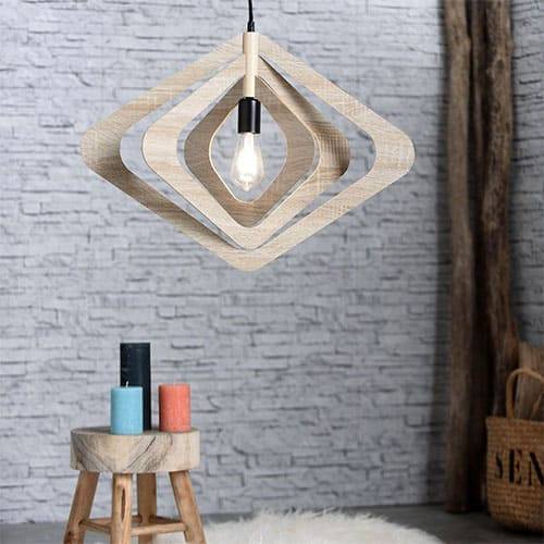 Suspension luminaire bois clair