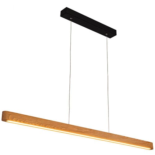 Lampe suspension barre LED bois pin noir